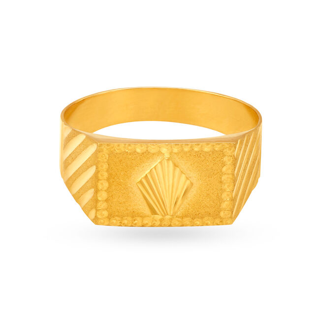 Textured Square Gold Finger Ring for Men image number null