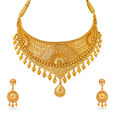 Elaborate 22 Karat Yellow Gold Filigree Diadem Necklace And Earrings Set,,hi-res image number null