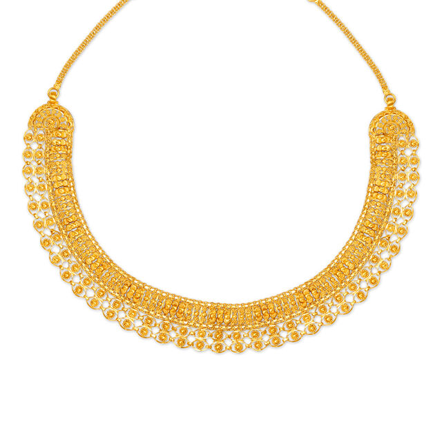 Exquisite Yellow Gold Necklace and Earring Set,,hi-res image number null
