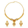 Traditional Yellow Gold Floral Necklace and Earrings Set,,hi-res image number null
