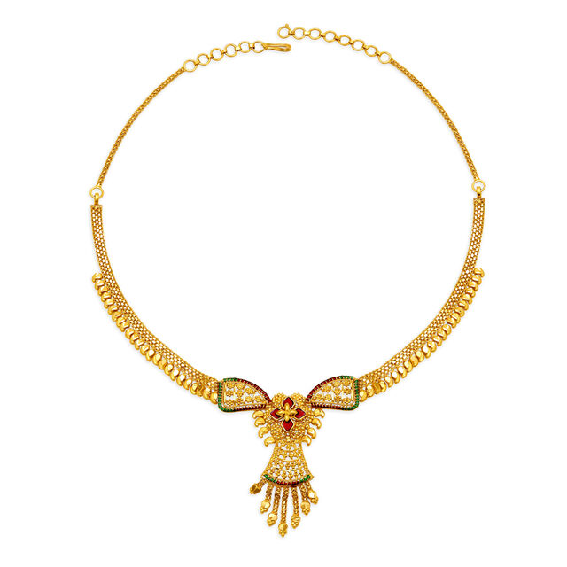 Traditional Yellow Gold Floral Necklace and Earrings Set,,hi-res image number null