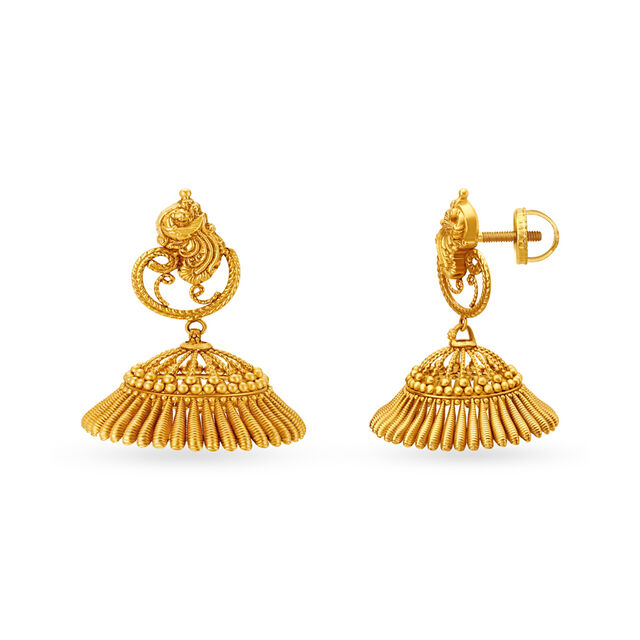 Ethereal Carved Jhumka Earrings,,hi-res image number null