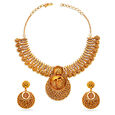 Peacock and Floral Motif Gold Necklace Set,,hi-res image number null