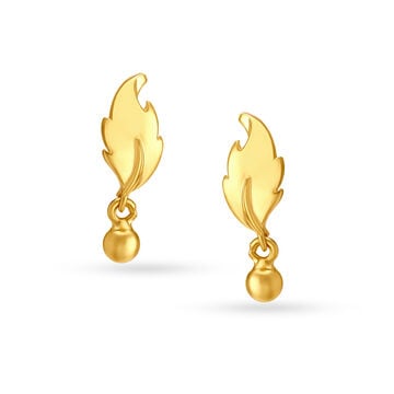 Dainty Leaf Inspired Gold Drop Earrings