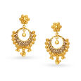 Mesmerizing Yellow Gold Beaded Filigree Drop Earrings image number null