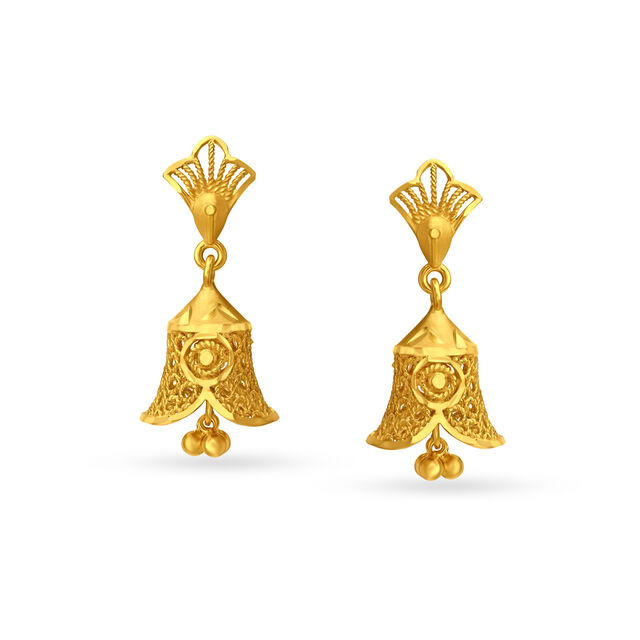 Exquisite Yellow Gold Orchid Jhumkas image number null