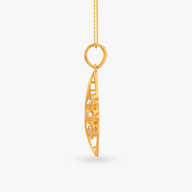 Illuminating Leaf Gold Pendant image number null