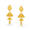 Traditional 22 Karat Yellow Gold Chandelier Jhumkas,,hi-res image number null