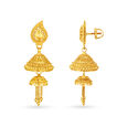 Traditional 22 Karat Yellow Gold Chandelier Jhumkas,,hi-res image number null