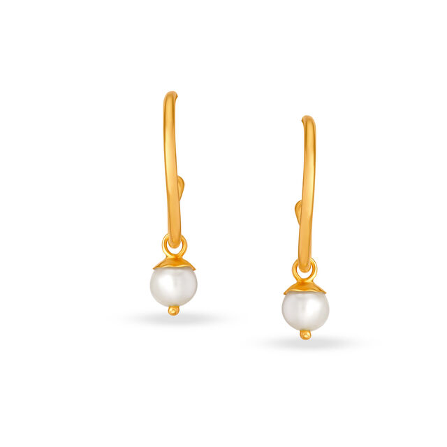 Golden Pearl Elegance Drop Earrings,,hi-res image number null