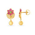 Opulent Ruby and Emerald Floral Drop Earrings,,hi-res image number null