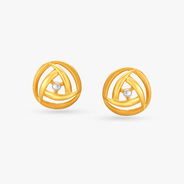 Chic Dual Tone Stud Earrings image number null