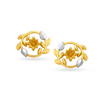 Exquisite Floral Motif Gold Stud Earrings