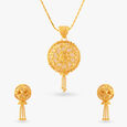 Lustrous Gold Pendant and Earrings Set image number null