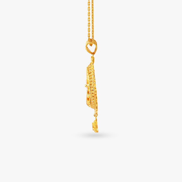 Droplet Gold Pendant and Earrings Set image number null