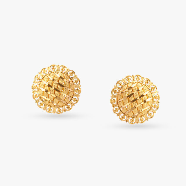 Intricate Gold Stud Earrings image number null