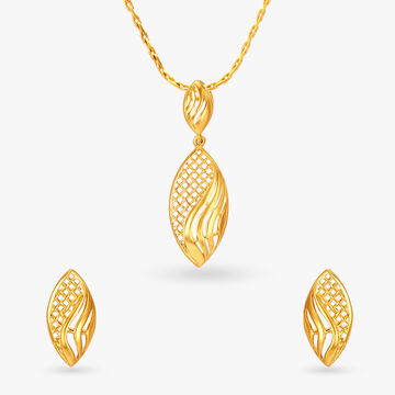 Rhapsodic Gold Pendant and Earrings Set