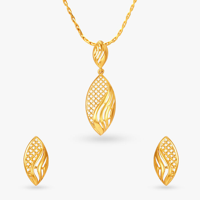 Rhapsodic Gold Pendant and Earrings Set image number null