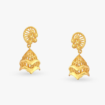 Regal Gold Jhumka Earrings
