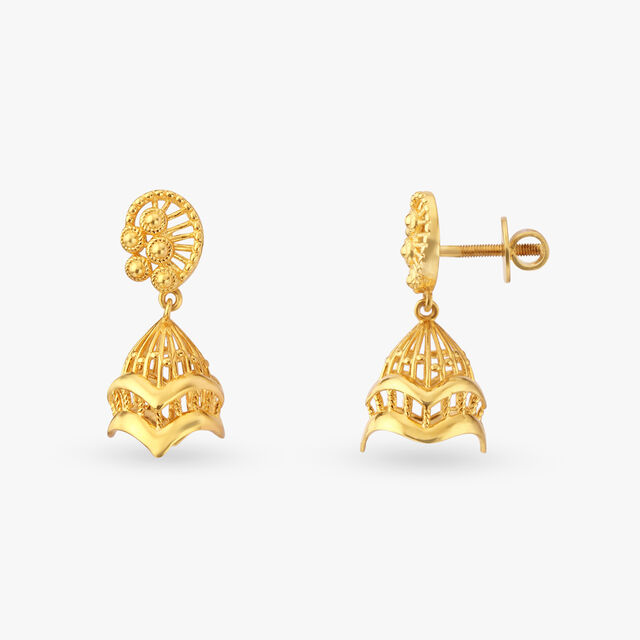 Regal Gold Jhumka Earrings image number null