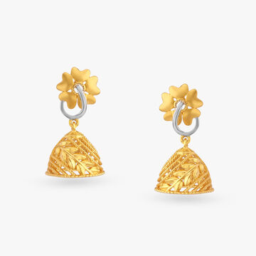 Floral Gold Jhumka Earrings