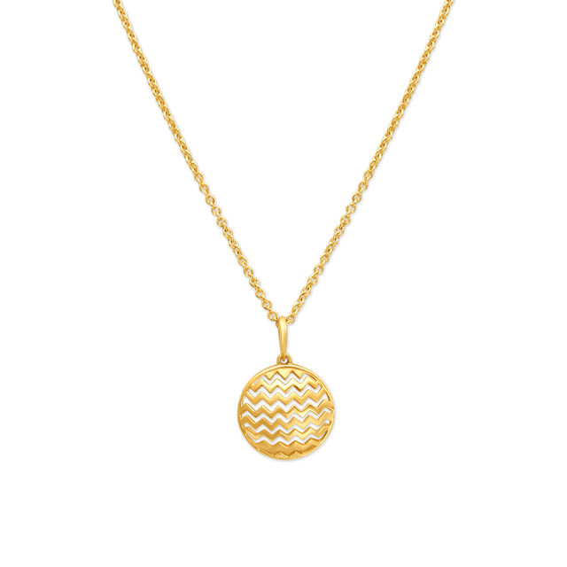 Edgy Wavy Gold Pendant with Chain,,hi-res image number null
