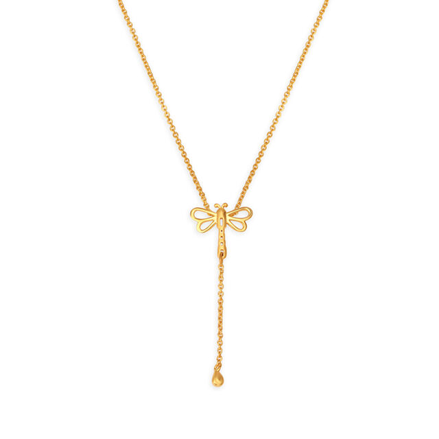 Cute Fly Shaped Gold Pendant with Chain For Kids image number null