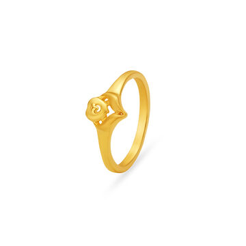Adorable Heart Gold Finger Ring For Kids