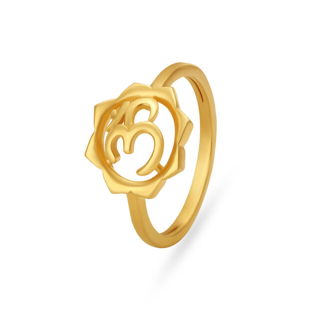 Carved Om Gold Finger Ring For Kids image number null