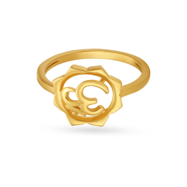 Carved Om Gold Finger Ring For Kids image number null