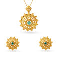 Artsy Floral Pendant and Earrings Set,,hi-res image number null