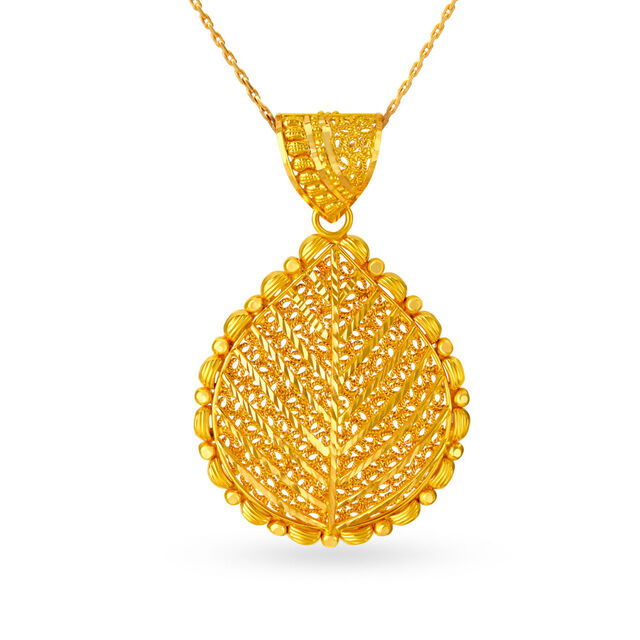 Elaborate Filigree Teardrop Gold Pendant image number null