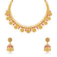 Enchanting Deity Gold Kasu Necklace Set with Rubies,,hi-res image number null