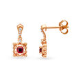 Square Diamond and Rose Gold Drop Earrings,,hi-res image number null