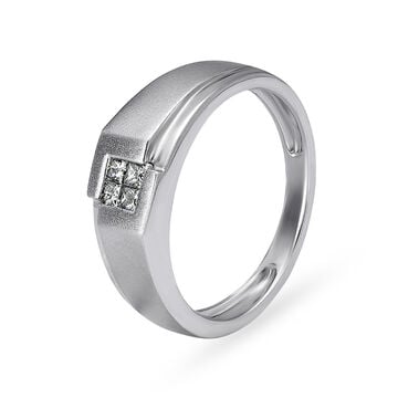 Edgy Geometric Platinum and Diamond Ring