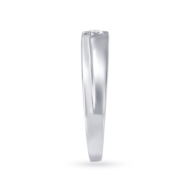 Glimmering 950 Pure Platinum And Diamond Ridged Ring,,hi-res image number null