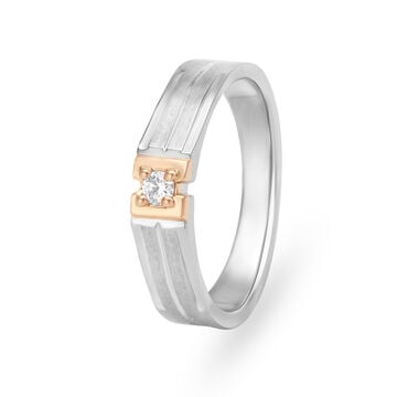 Sleek 950 Pure Platinum And Rose Gold And Diamond Finger Ring