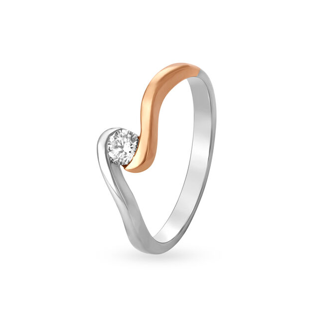 Classy Platinum and Diamond Ring with Rose Gold,,hi-res image number null