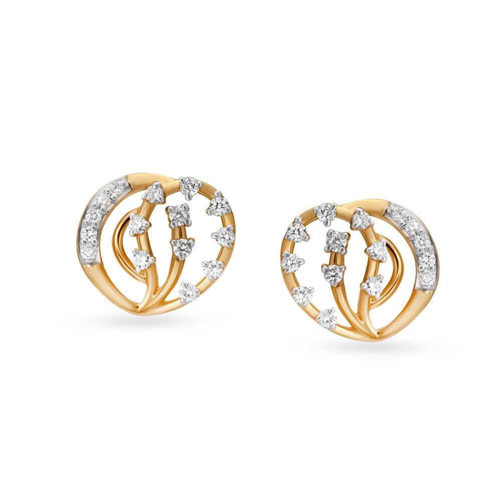 Circular Jali Work Diamond Stud Earrings