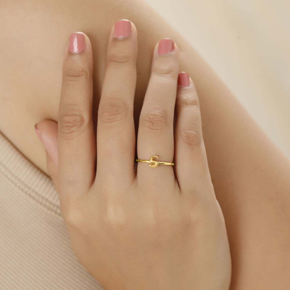 Gold Initial Ring – STONE AND STRAND