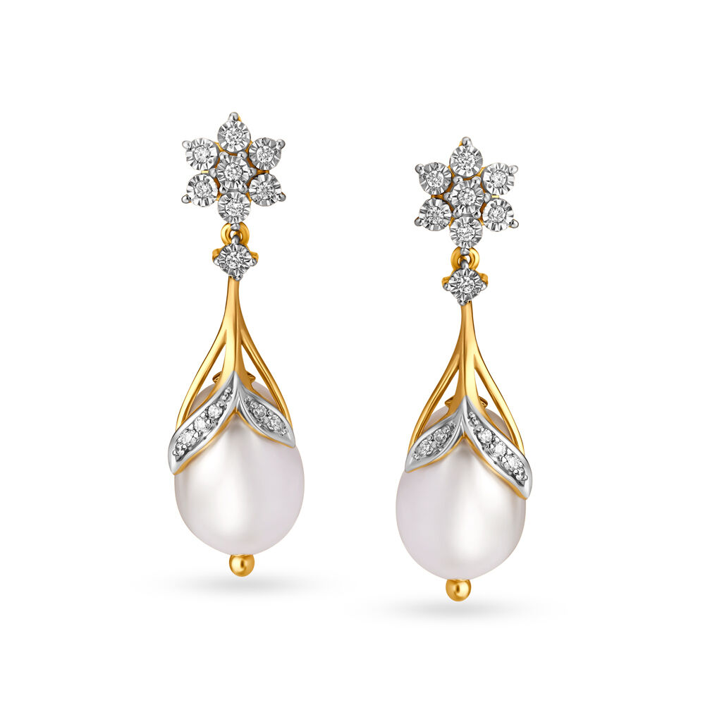 Freshwater Pearl & Diamond Ellis Earrings - Pure Pearls