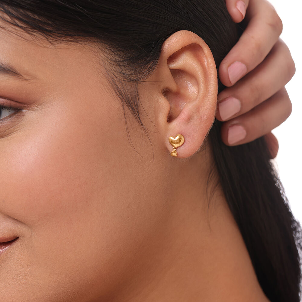 18K Solid Gold Tiny Stud Earrings with White Zircon | CultureTaste