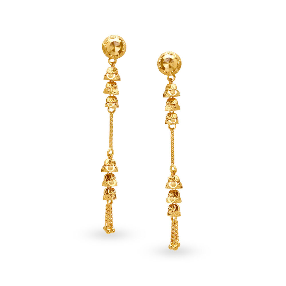 Enchanting Gold and Kundan Polki Chandelier Drop Earrings