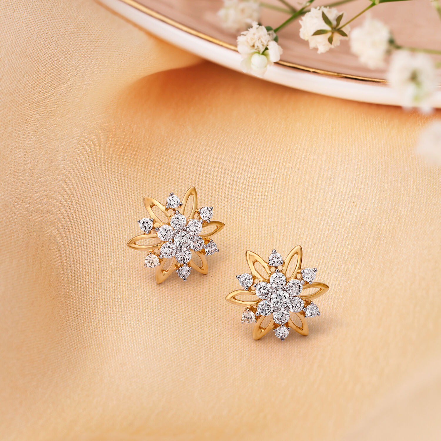 Nature Inspired Diamond Stud Earrings