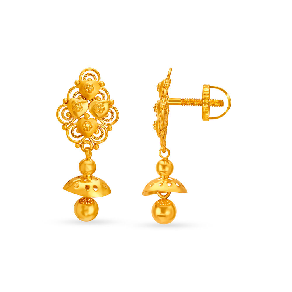 Buy 22k Elegant Morh Pearl Gold Drop Earrings Online from Vaibhav Jewellers