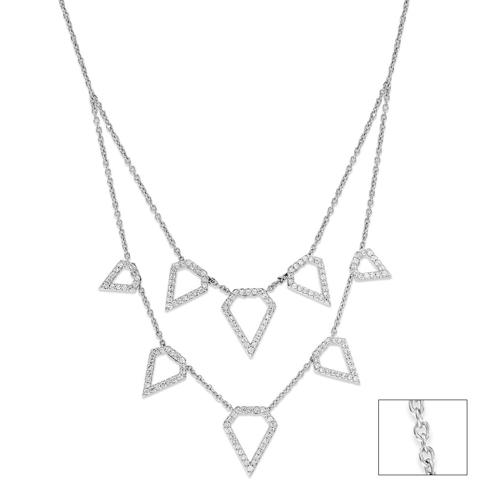 14 KT Layered White Gold Diamond Necklace