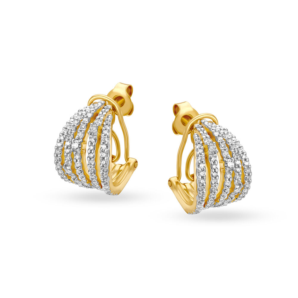 Glittering Gold and Diamond Eternity Stud Earrings