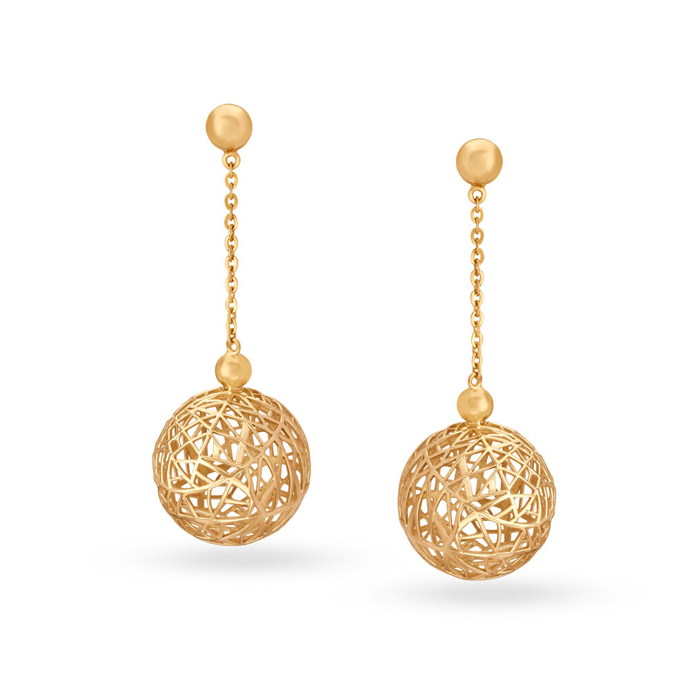 Gold Ball Hanging Wander Earrings