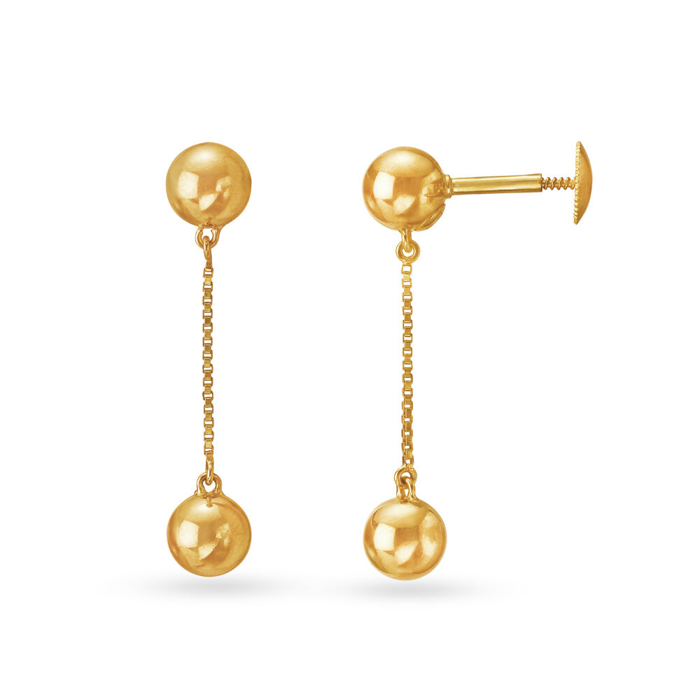 One Gram Gold Plated Rain Drops Golden Balls Earrings