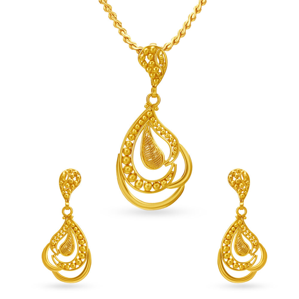Delicate Drop Diamond Pendant with Chain and Earrings Set